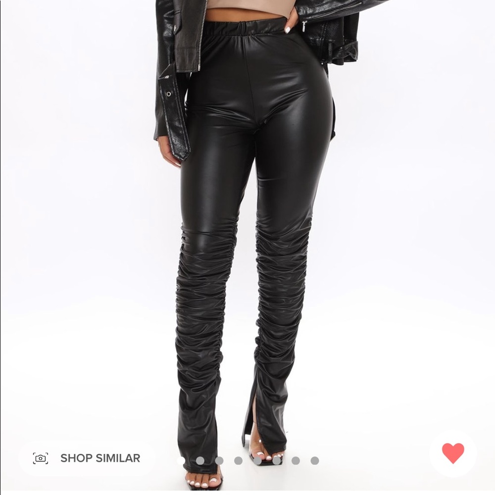 ❌SOLD❌Faux leather stacked pant